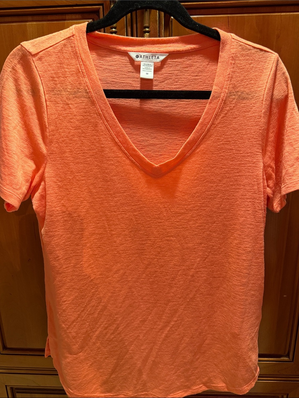 Athleta Orange V-Neck Short Sleeve Tee